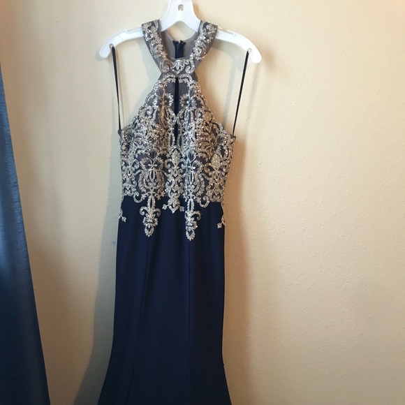 david's bridal gold prom dress